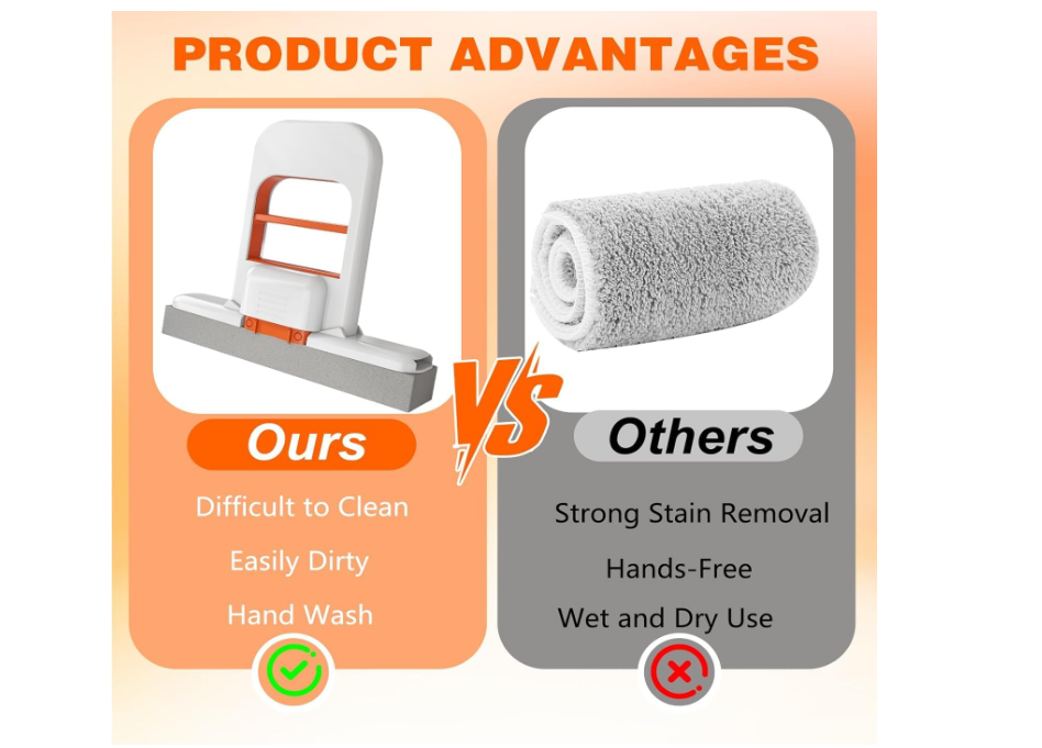 Mini Foldable Portable  Mop | Effortless Cleaning for Kitchen, Bathroom & Glass