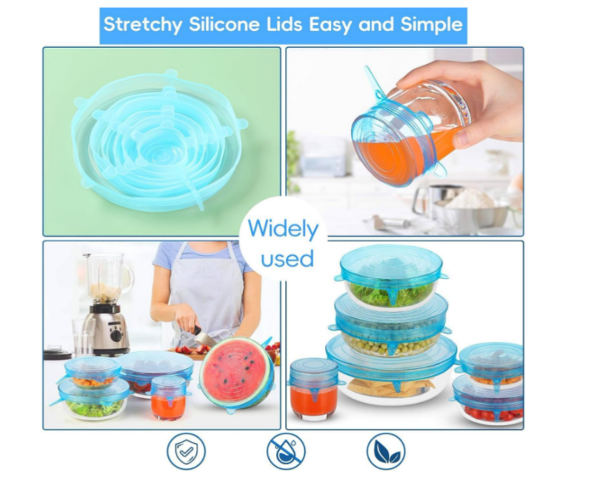 Reusable Silicone Stretch Lids Set of 6 | Airtight Food Covers