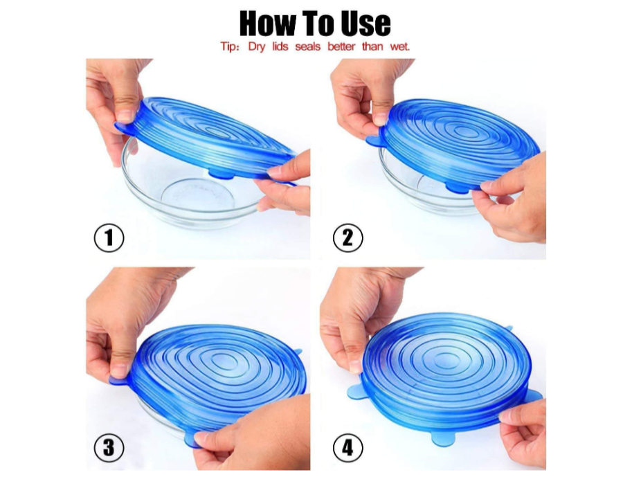 Reusable Silicone Stretch Lids Set of 6 | Airtight Food Covers
